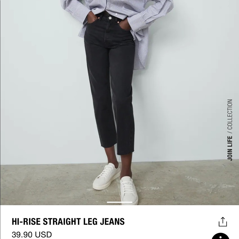 ZARA 100% cotton black denim jeans